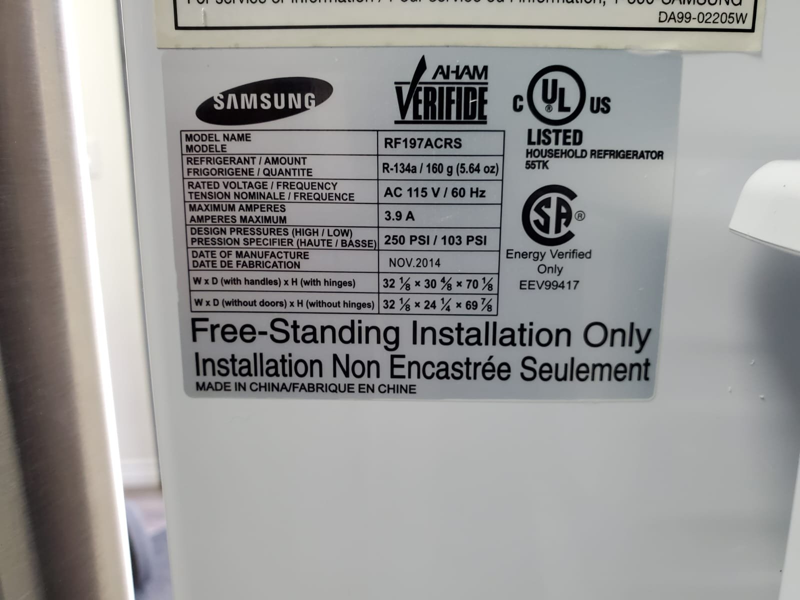 Buy Best Samsung Refrigerator 33" RF197ACRS, Refurbished. Home