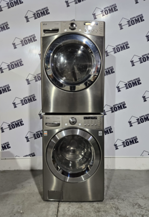 LG washer and dryer 27 inch DLEX2901V & WM2901HVA, front load, stackable, shallow depth, stainless steel, Used Refurbished.
