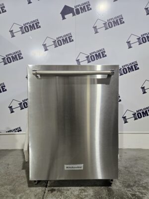 KitchenAid Dishwasher KDTM354ESS  24 inches built-in  3 racks,  16 Capacity, 6 Cycles, quiet operation 44 dB, Stainless Interior, hard food disposal, Stainless Steel color, Used Refurbished.