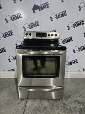 Kenmore Stove  970.657434, 30 freestanding, Electric, 5 burners, glass top, convection, 4.8 cu ft , self clean, Storage Drawer, Stainless Steel Color Used.