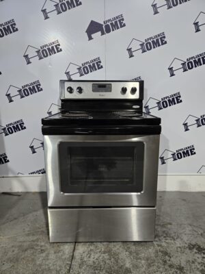 Whirlpool Stove YWFC150M0AS 30 Electric, Freestanding, Coil Top, 4 Burners, 4.8 cu. ft. Storage Drawer, Stainless Steel color, Used Refurbished