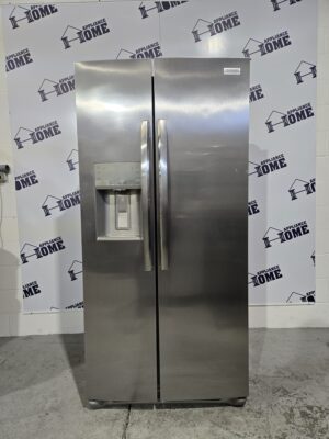 Frigidaire Gallery Fridge 33" GRSS2352AF, Side by Side, ice and water dispenser in door,  ENERGY STAR, 22.3 cu. ft. fingerprint resistant, Stainless Steel color, best option to keep your grocery organize, Used Floor model