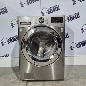 LG Washer stainless WM3700HVA 27" Front Load Stackable 5.2 cu ft 12 Cycles, 5 Temperature Steam Clean, ENERGY STAR 1300 RPM  Water Heater, Wifi Smart, Stainless Steel color, Used.
