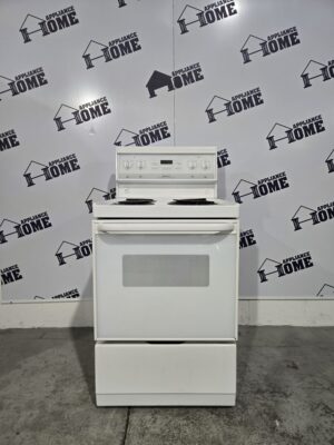 Frigidaire Electric Stove PFEF259AS Freestanding 24 condo size, Coil Top, 4 burners, Oven 2.5 Cu. Ft.  Manual Clean,  white Used