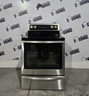 Whirlpool stove YWFE745H0FS 30 inch electric, freestanding, glass top, 5 burners, Convection, self clean, large oven, 6.4 Cu Ft, Preheat, storage drawer, Stainless steel color, Refurbished 