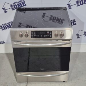 Frigidaire Gallery stove CGEH3047VF 30" Electric Range, Glass top, 5 Burners, Air fry, Self Clean, Convection, 5.4 cu. ft. Storage Drawer, Stainless Steel color Used refurbished