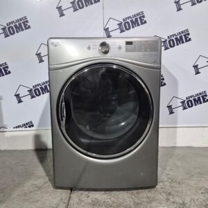Whirlpool Dryer YWED85HEFC 27" Front Load  stackable Electric 7.4 cu. ft. 8 Cycles  Steam Clean, Sensor Dry, EcoBoost, Quick Dry, Sanitize Cycle, Steel Drum, grey color, Used.