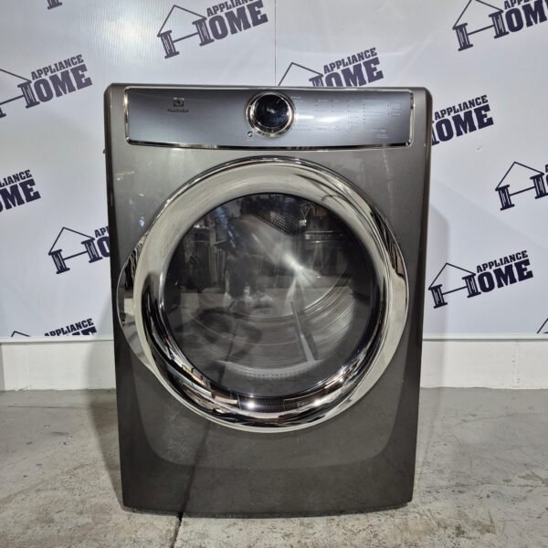 Electrolux Dryer EFMC617STT, 27" stackable, front load, Electric, 8.0 Capacity, 9 cycles, 5 Temperature, quiet,  Steel Drum, Grey color, Used