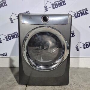 Electrolux Dryer EFMC617STT, 27" stackable, front load, Electric, 8.0 Capacity, 9 cycles, 5 Temperature, quiet,  Steel Drum, Grey color, Used