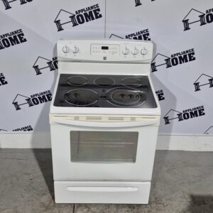 Kenmore Stove  white 970.689423 30" freestanding, Electric, 5 burners, glass ceramic top, 4.8 cu ft , convection, self clean, Storage Drawer, White Color Used.