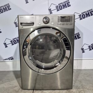  LG Dryer DLEX3370V 27" front load, stackable, Electric 7.4 cu. ft.  5 Temperature 10 cycles, Vented, Steel Drum, teamDryer™ stainless steel  color, used Refurbished.