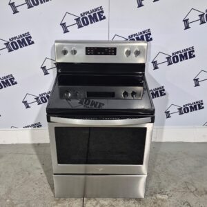 Whirlpool Stove YWFE521S0HS 30" Electric, Freestanding, Glass top, 4 Burners, self clean, Convection, 5.3 cu. ft. Storage Drawer, Stainless Steel color, Used Refurbished.