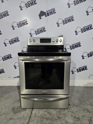 Frigidaire Gallery Stove CGEF3058RF 30 Electric, Glass top, 5 burners,  convection, Self Clean, 5.7 cu. ft.  Storage Drawer, Stainless Steel color, Used Refurbished
