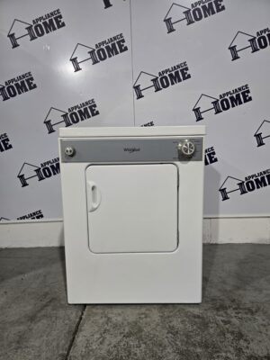 Whirlpool Dryer LDR3822PQ 24 Electric, Front load, Stackable, 3.4 cu. ft. compact size, 3 Cycles, 3 Temperature, 120 Volts, White color, Used Refurbished.