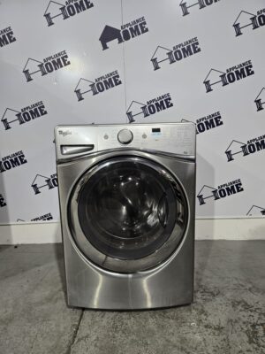 Whirlpool Washer WFW97HEDU 27 front load, stackable,  5.0 cu. ft. 12 Cycles, 5 Temperature, 1400 RPM  Water Heater,  Silver color, Used Refurbished.