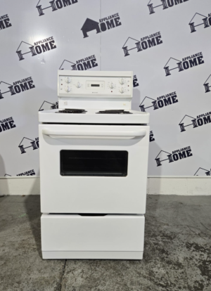 Frigidaire Stove CFEF216AS 24 Electric, Coil elements, 4 burners, 3.0 cu. ft. Storage Drawer, Used Refurbished.