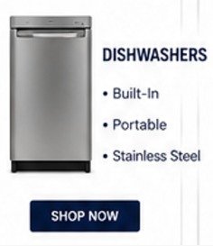 New and used dishwashers for sale in Mississauga including built-in and portable stainless steel dishwashers starting at $395
