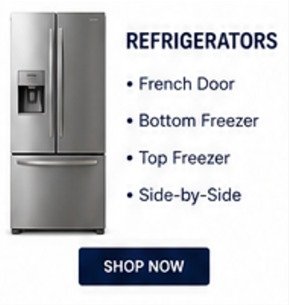 Used refrigerators and refurbished fridges for sale in Mississauga starting at $395 with 1-year warranty