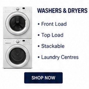 Used washer dryer sets in Mississauga including stackable, compact and large capacity laundry appliances with 1-year warranty